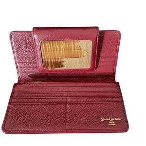 Martin & MacArthur Red Hawaiian Leather Wallet & Koa Wood Accent Handcrafted